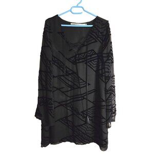 Tie Front‎ Black Tunic Shift Dress Twelfth Street By Cynthia Vincent Velvet Burn